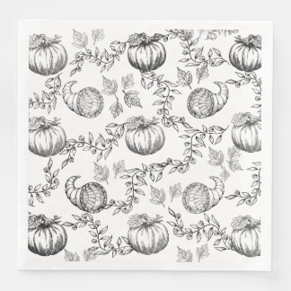 Servilleta De Papel De Cena Black Pumpkin Toile Paper Dining Napkin