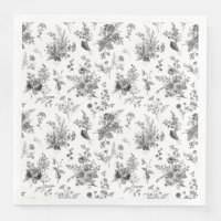 Black Toile De Jouy Vintage Floral Chinoiserie