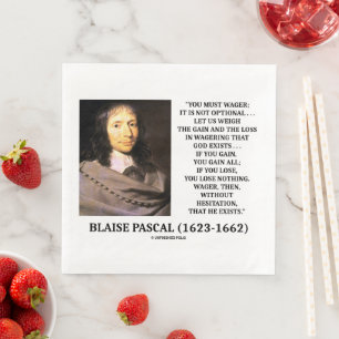 Servilleta De Papel De Cena Blaise Pascal Gain Poss Wagering que Dios existe