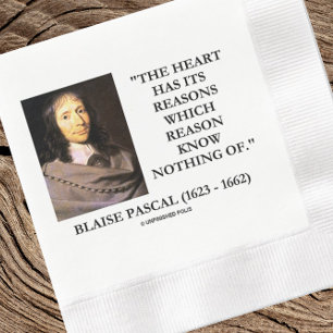 Servilleta De Papel De Cena Blaise Pascal Razones Del Corazón No Saben Nada De