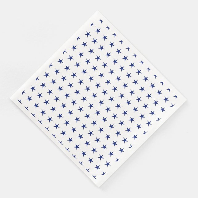 SERVILLETA DE PAPEL DE CENA BLANCO PATRIÓTICO CON ESTRELLAS AZULES (Esquina)
