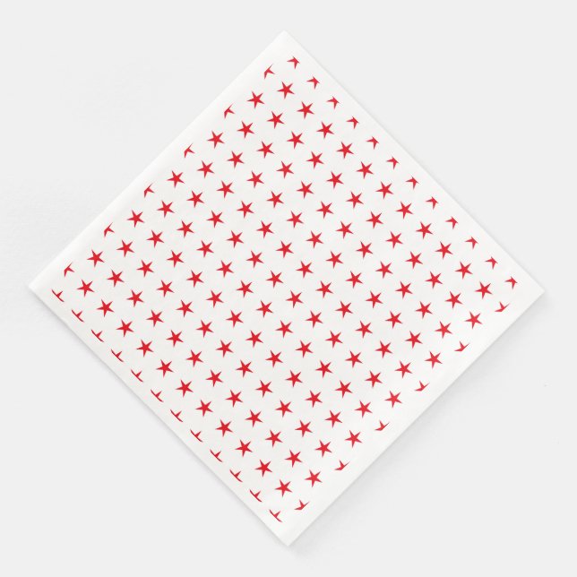 SERVILLETA DE PAPEL DE CENA BLANCO PATRIÓTICO CON ESTRELLAS ROJAS (Esquina)