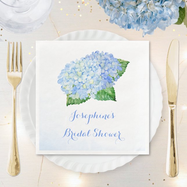 Servilleta De Papel De Cena Blue Hydrangea Bridal Shower (Subido por el creador)