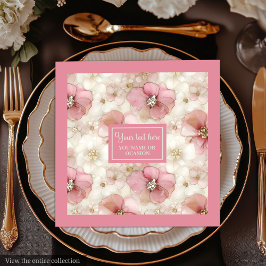 Servilleta De Papel De Cena Blush and Gold Napkinс Personalized Elegant Table
