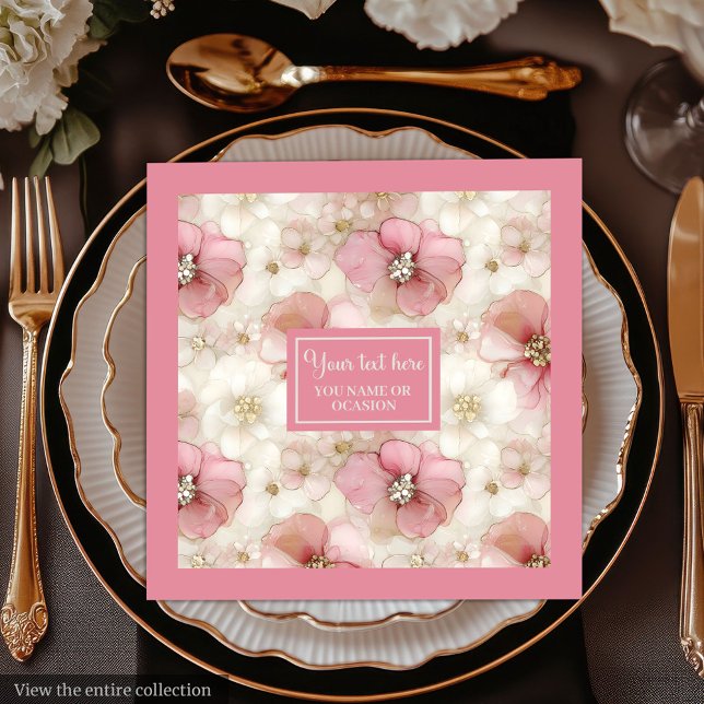 Servilleta De Papel De Cena Blush and Gold Napkinс Personalized Elegant Table (Blush and Gold Napkinс Personalized Elegant Table)