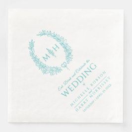 Servilleta De Papel De Cena Boda artístico de oruga oval verde azulada Aqua