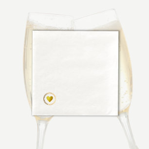 Servilleta De Papel De Cena Boda blanco del corazón de amor minimalista
