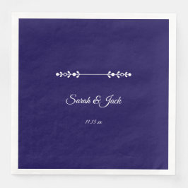 Servilleta De Papel De Cena Boda blanco y naval moderno