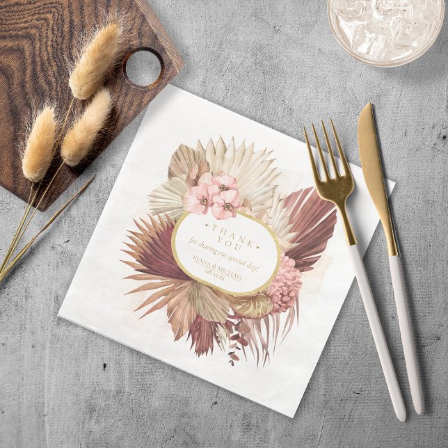 Servilleta De Papel De Cena Boda Boho Oasis Floral Gracias V2 ID959 (Subido por el creador)