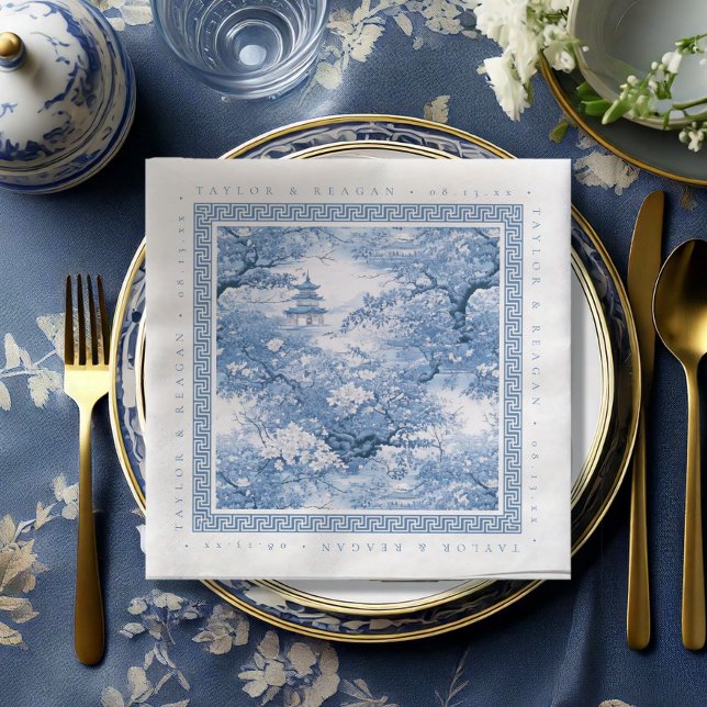 Servilleta De Papel De Cena Boda Chinoiserie de inspiración porcelana ID1094 (Subido por el creador)