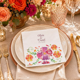 Servilleta De Papel De Cena Boda Colorida Fiesta Floral Mexicana 