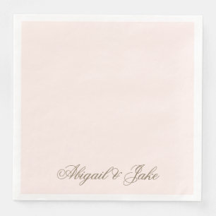 Servilleta De Papel De Cena Boda con guión elegante dorado personalizado Rosa