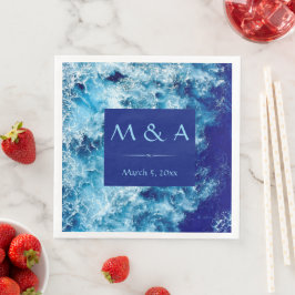Servilleta De Papel De Cena Boda de agua del océano azul