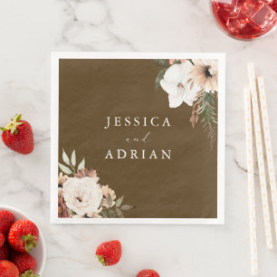 Servilleta De Papel De Cena Boda de Boho floral moderno