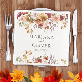 Servilleta De Papel De Cena Boda de colores de otoño de follaje de otoño