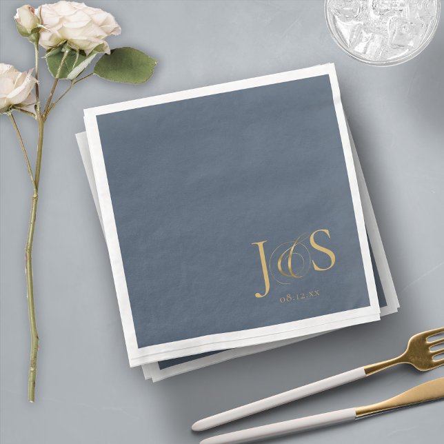 Servilleta De Papel De Cena Boda de elegancia simple Iniciales Blue ID1022 (Subido por el creador)