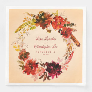 Servilleta De Papel De Cena Boda de flor floral de esplendor otoñal