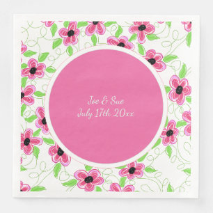 Servilleta De Papel De Cena Boda de flores rosadas