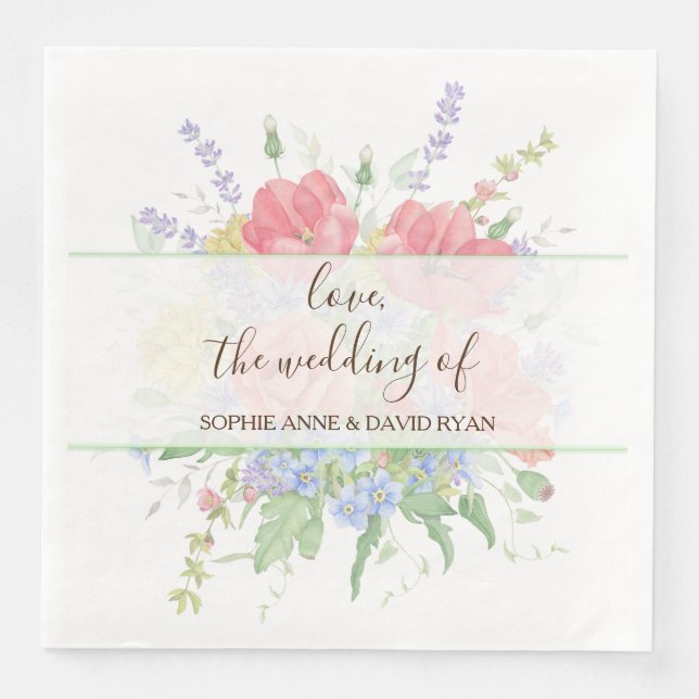 Servilleta De Papel De Cena Boda de flores silvestres rusticas acuarela Meadow (Anverso)