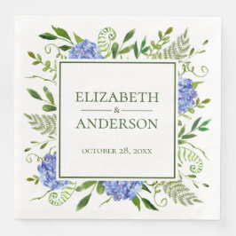 Servilleta De Papel De Cena Boda de Hortensias Azules