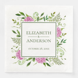 Servilleta De Papel De Cena Boda de Hydrangea Rosa