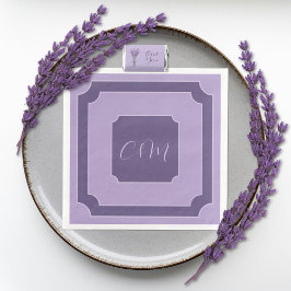 Servilleta De Papel De Cena Boda de Iniciales Lilac y Lavender Script