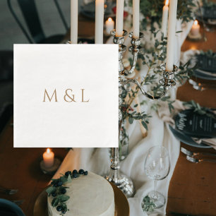 Servilleta De Papel De Cena Boda de Iniciales Parejas de Oro