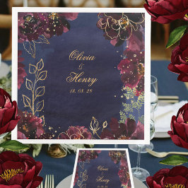 Servilleta De Papel De Cena Boda de la Marina Bordeaux de 8 pulgadas