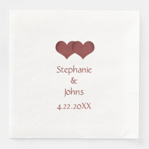 Servilleta De Papel De Cena Boda de nombre personalizado de dos corazones Pare