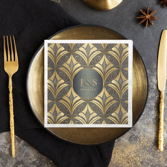 Servilleta De Papel De Cena Boda de patrón Glam Art Deco ID1033 (Subido por el creador)