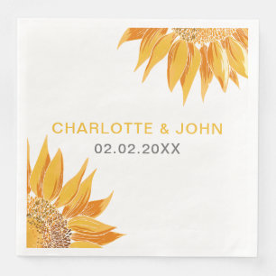 Servilleta De Papel De Cena Boda del Girasol Moderno