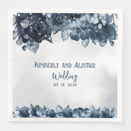 Servilleta De Papel De Cena Boda Dusty Navy Blue Silver