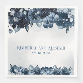 Servilleta De Papel De Cena Boda Dusty Navy Blue Silver
