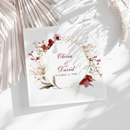 Servilleta De Papel De Cena Boda Elegancia de Invierno de Borgoña