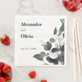 Servilleta De Papel De Cena Boda Eucalyptus Moderno