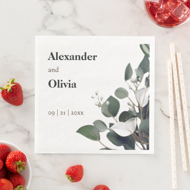 Servilleta De Papel De Cena Boda Eucalyptus Moderno (In situ)