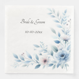 Servilleta De Papel De Cena Boda floral azul elegante