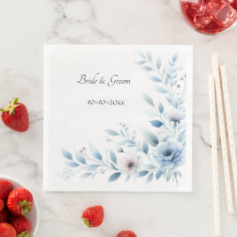 Servilleta De Papel De Cena Boda floral azul elegante