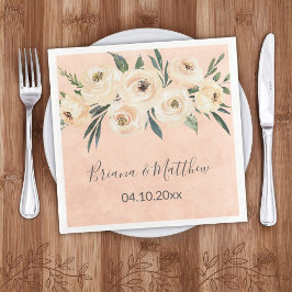 Servilleta De Papel De Cena Boda Floral Beige