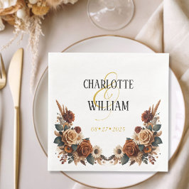 Servilleta De Papel De Cena Boda floral rústico