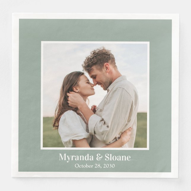 Servilleta De Papel De Cena Boda fotográfico moderno (Anverso)