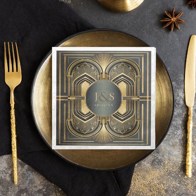 Servilleta De Papel De Cena Boda Glam Art Deco ID1033 (Subido por el creador)