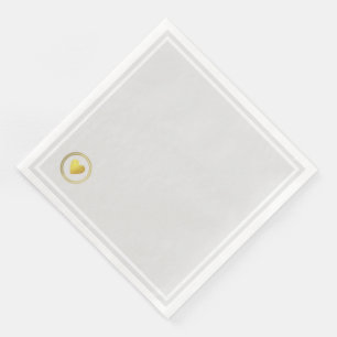 Servilleta De Papel De Cena Boda gris claro del corazón de amor minimalista