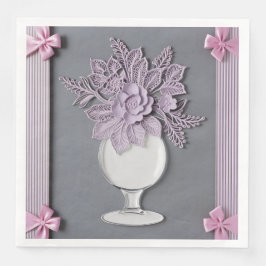 Servilleta De Papel De Cena Boda lace Purple Vase AI art