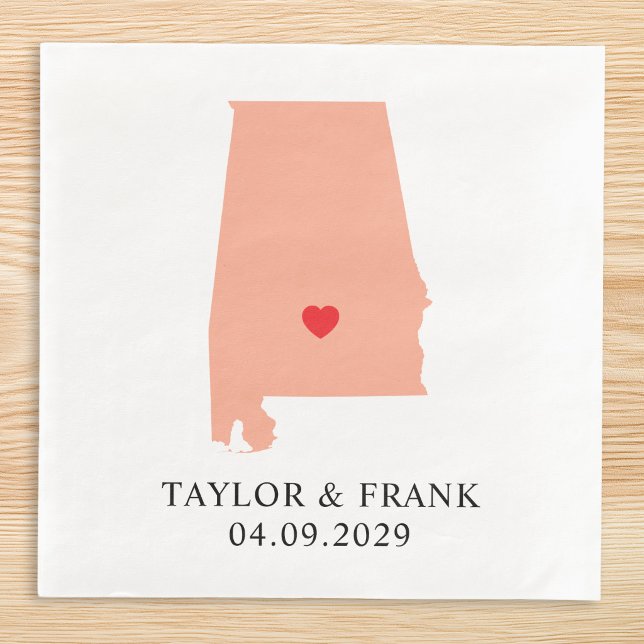 Servilleta De Papel De Cena Boda Melocotón Alabama (Peach Alabama Wedding Paper Dinner Napkins)