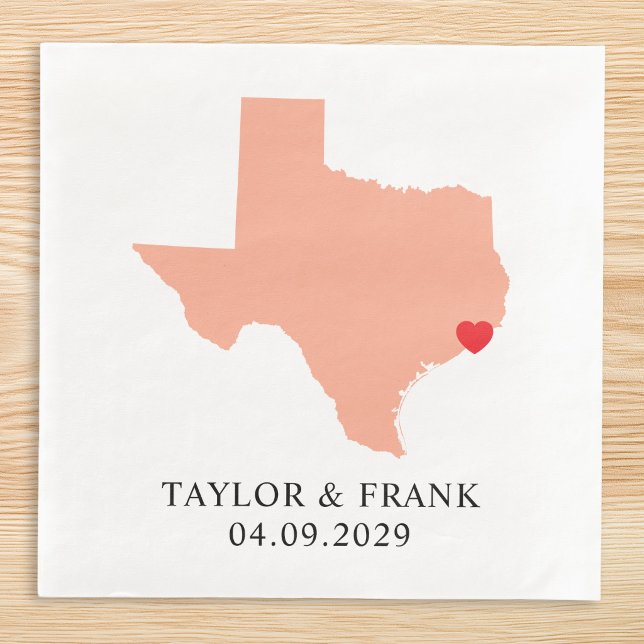 Servilleta De Papel De Cena Boda melocotón Texas (Peach Texas Wedding Paper Dinner Napkins)