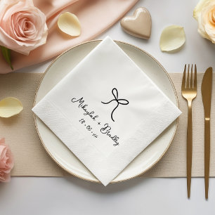 Servilleta De Papel De Cena Boda Personalizada Caprichosa en Blanco y Negro 