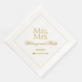 Servilleta De Papel De Cena Boda personalizada Sr. Mrs Gold