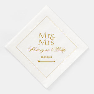 Servilleta De Papel De Cena Boda personalizada Sr. Mrs Gold