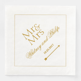 Servilleta De Papel De Cena Boda personalizada Sr. Mrs Gold